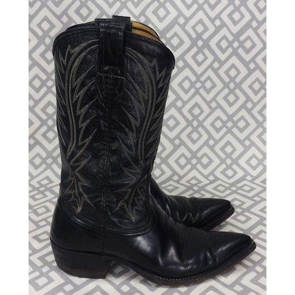 Vtg Nocona Black Leather Western Boots #3277 8.5D - Picture 2 of 13